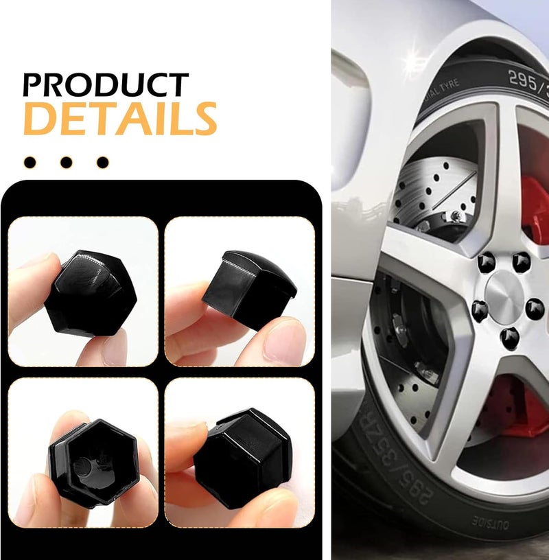 Bawkars 20 PCS Lug Nut Covers, 21mm Bolt Cover Caps with Removal Tool, Hexagonal Plastic Dustproof Wheel Nut Rim Cover, Universal for Most Cars Lug Nut Caps (Black #21mm) - Image 3